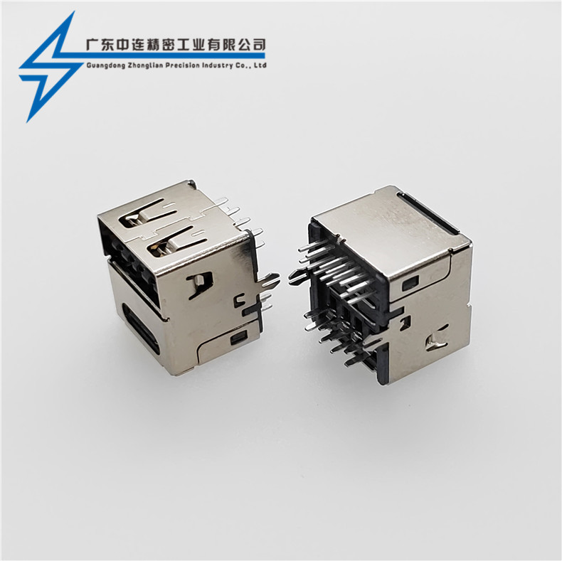 ZL-236 TYPE C母座14P+USB 2.0母座雙層二合一