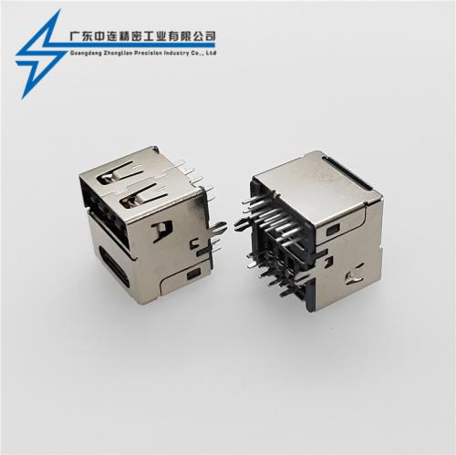ZL-236 TYPE C母座14P+USB 2.0母座雙層二合一