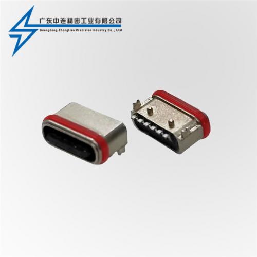ZL-307TYPE C母座6P兩腳壓鑄鋅合金 防水款