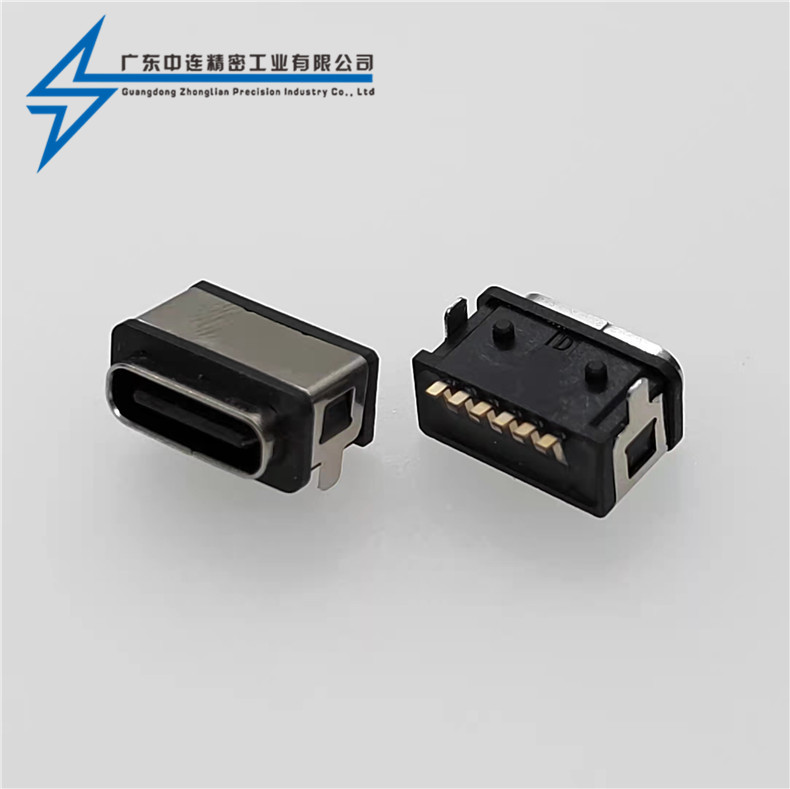 ZL-299TYPE C母座6P兩腳端子加長 防水款