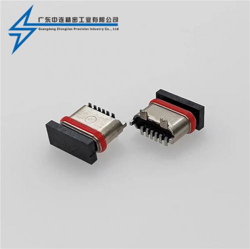 ZL-306TYPE C母座6P立貼壓鑄鋅合金 防水款