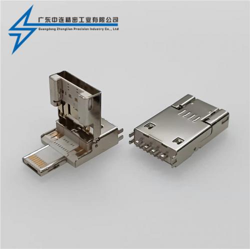 ZL-246 A公+MICRO公+蘋(píng)果頭三合一夾板式翻蓋頭OTG 2.0