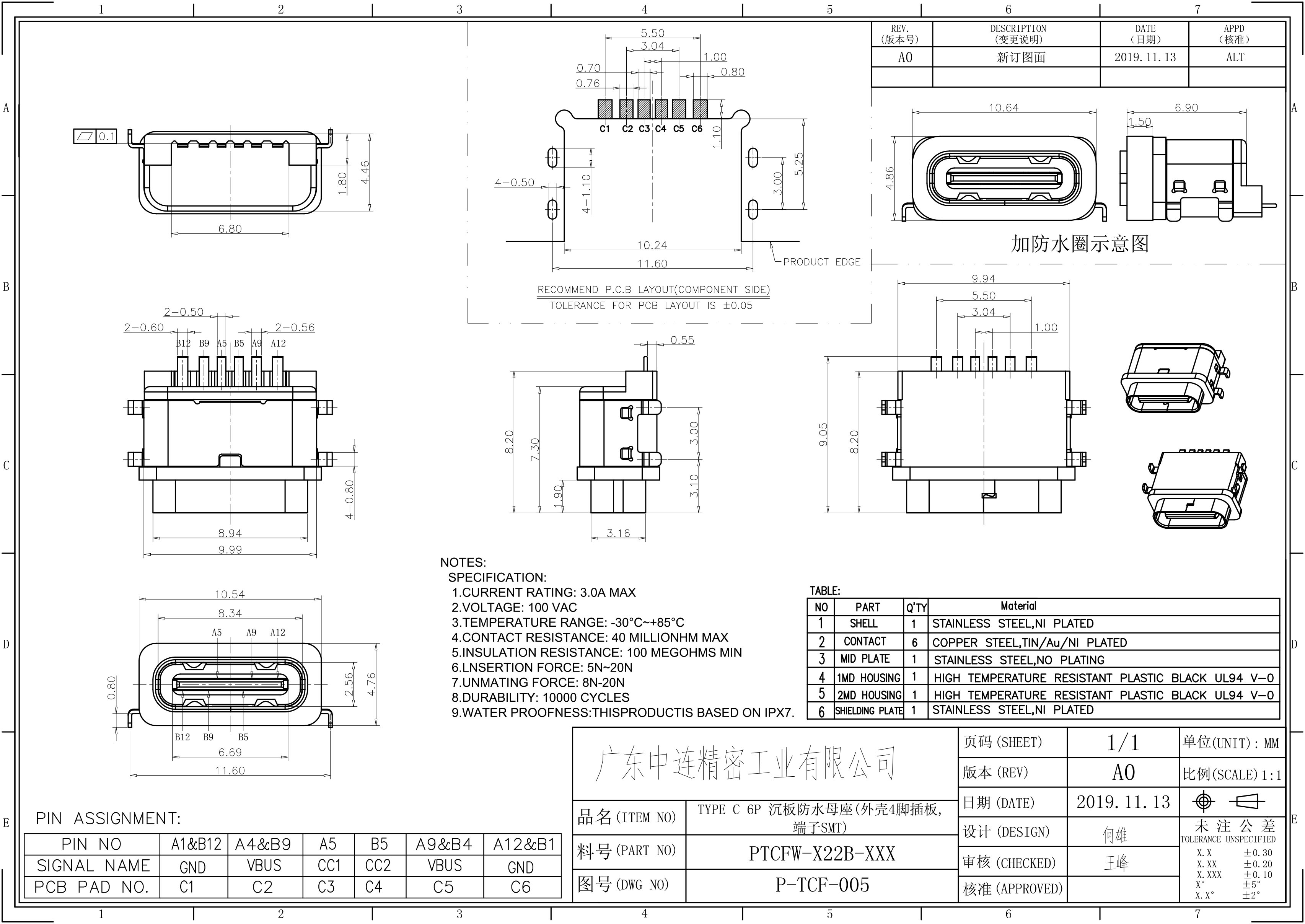 ZL-302 TYPE C母座6P沉板四腳 防水款.jpg